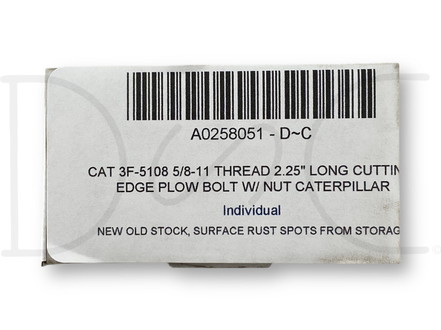 Cat 3F-5108 5/8-11 Thread 2.25" Long Cutting Edge Plow Bolt W/ Nut Caterpillar