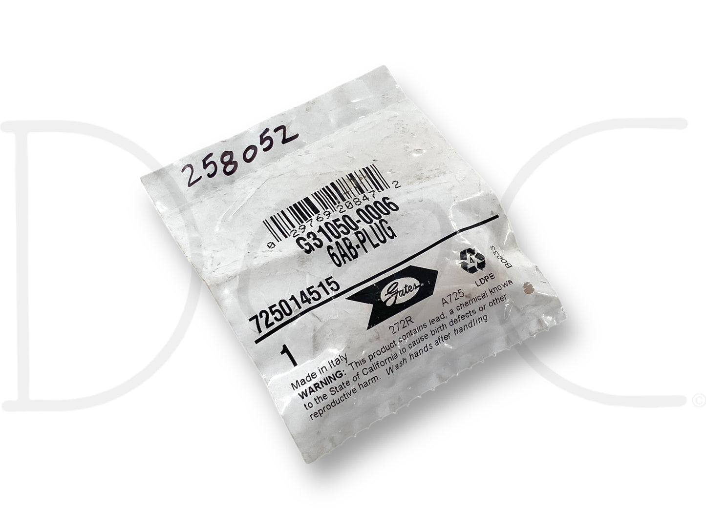 Gates G31050-0006 Surelok Air Hose End Plug 6Ab Nos in sealed clear plastic packaging labeled with product barcode and part information, new old stock condition.