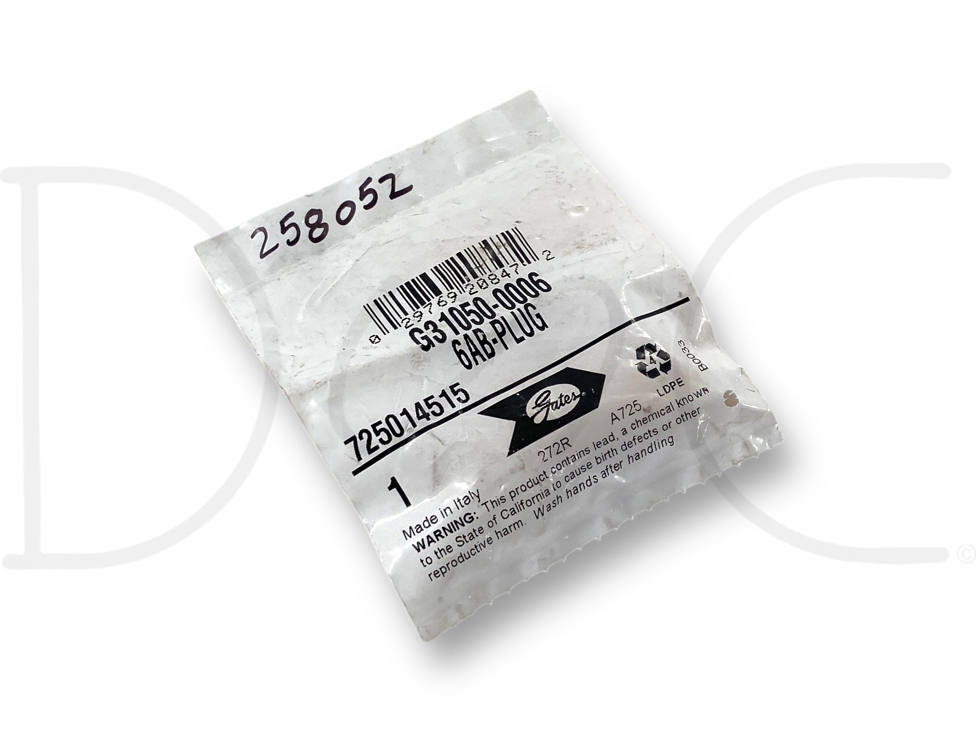Gates G31050-0006 Surelok Air Hose End Plug 6Ab Nos in sealed clear plastic packaging labeled with product barcode and part information, new old stock condition.