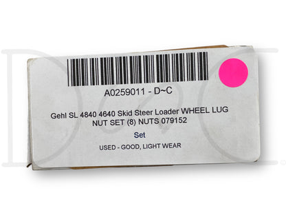 Gehl Sl 4840 4640 Skid Steer Loader Wheel Lug Nut Set (8) Nuts 079152
