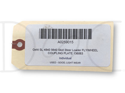 Gehl Sl 4840 5640 Skid Steer Loader Flywheel Coupling Plate 136063