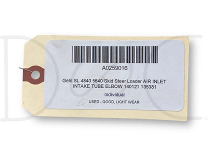 Gehl Sl 4840 5640 Skid Steer Loader Air Inlet Intake Tube Elbow 140121 135381