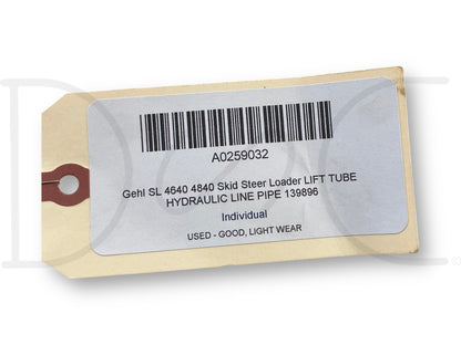 Gehl Sl 4640 4840 Skid Steer Loader Lift Tube Hydraulic Line Pipe 139896