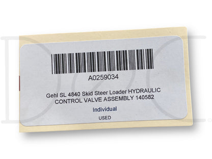 Gehl Sl 4840 Skid Steer Loader Hydraulic Control Valve Assembly 140582