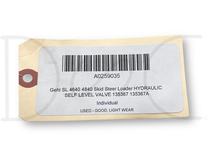 Gehl Sl 4640 4840 Skid Steer Loader Hydraulic Self Level Valve 135367 135367A
