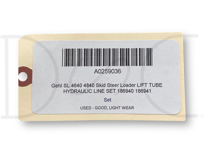 Gehl Sl 4640 4840 Skid Steer Loader Lift Tube Hydraulic Line Set 186940 186941