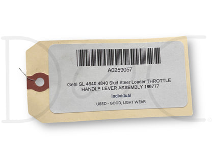 Gehl Sl 4640 4840 Skid Steer Loader Throttle Handle Lever Assembly 186777