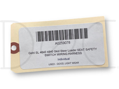 Gehl Sl 4640 4840 Skid Steer Loader Seat Safety Switch Wiring Harness