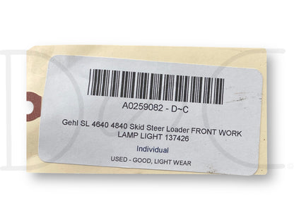 Gehl Sl 4640 4840 Skid Steer Loader Front Work Lamp Light 137426