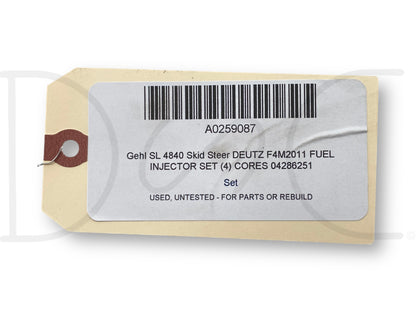 Gehl Sl 4840 Skid Steer Deutz F4M2011 Fuel Injector Set (4) Cores 04286251