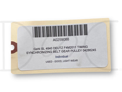 Gehl Sl 4840 Deutz F4M2011 Timing Synchronizing Belt Gear Pulley 04286245