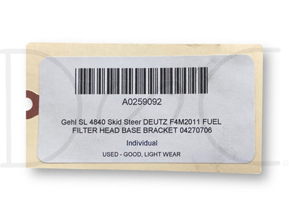 Gehl Sl 4840 Skid Steer Deutz F4M2011 Fuel Filter Head Base Bracket 04270706