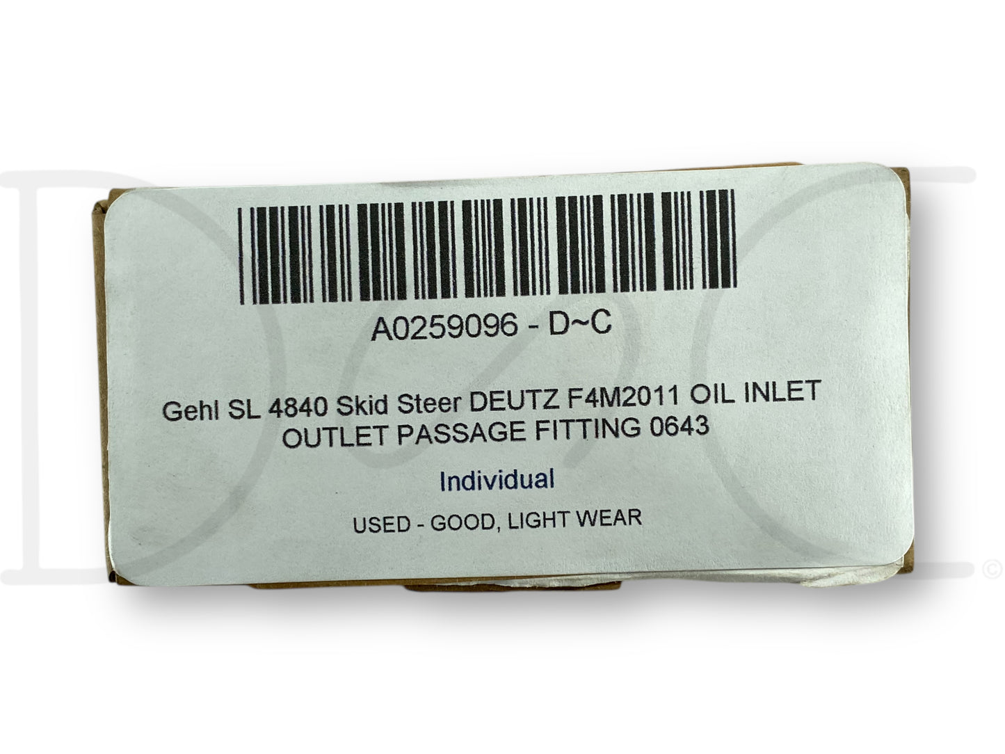 Gehl Sl 4840 Skid Steer Deutz F4M2011 Oil Inlet Outlet Passage Fitting 0643