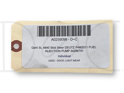 Gehl Sl 4840 Skid Steer Deutz F4M2011 Fuel Injection Pump 04286791