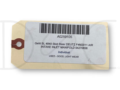 Gehl Sl 4840 Skid Steer Deutz F4M2011 Air Intake Inlet Manifold 04270858
