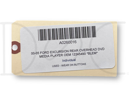 00-05 Ford Excursion Rear Overhead Dvd Media Player OEM 12245490 *Blem*