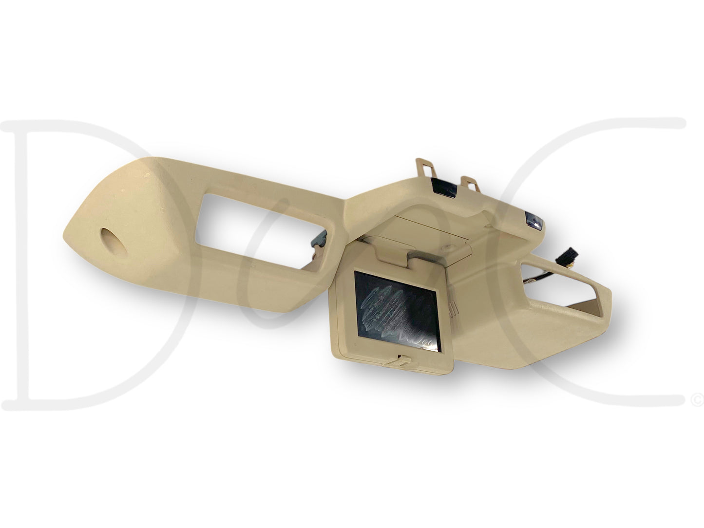 00-05 Ford Excursion Limited Rear Dvd Overhead Console Housing Tan *Blem* with visible light wear and a scratched, non-functional DVD player screen for repair or parts use.