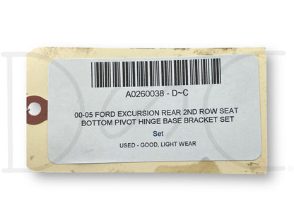 00-05 Ford Excursion Rear 2Nd Row Seat Bottom Pivot Hinge Base Bracket Set