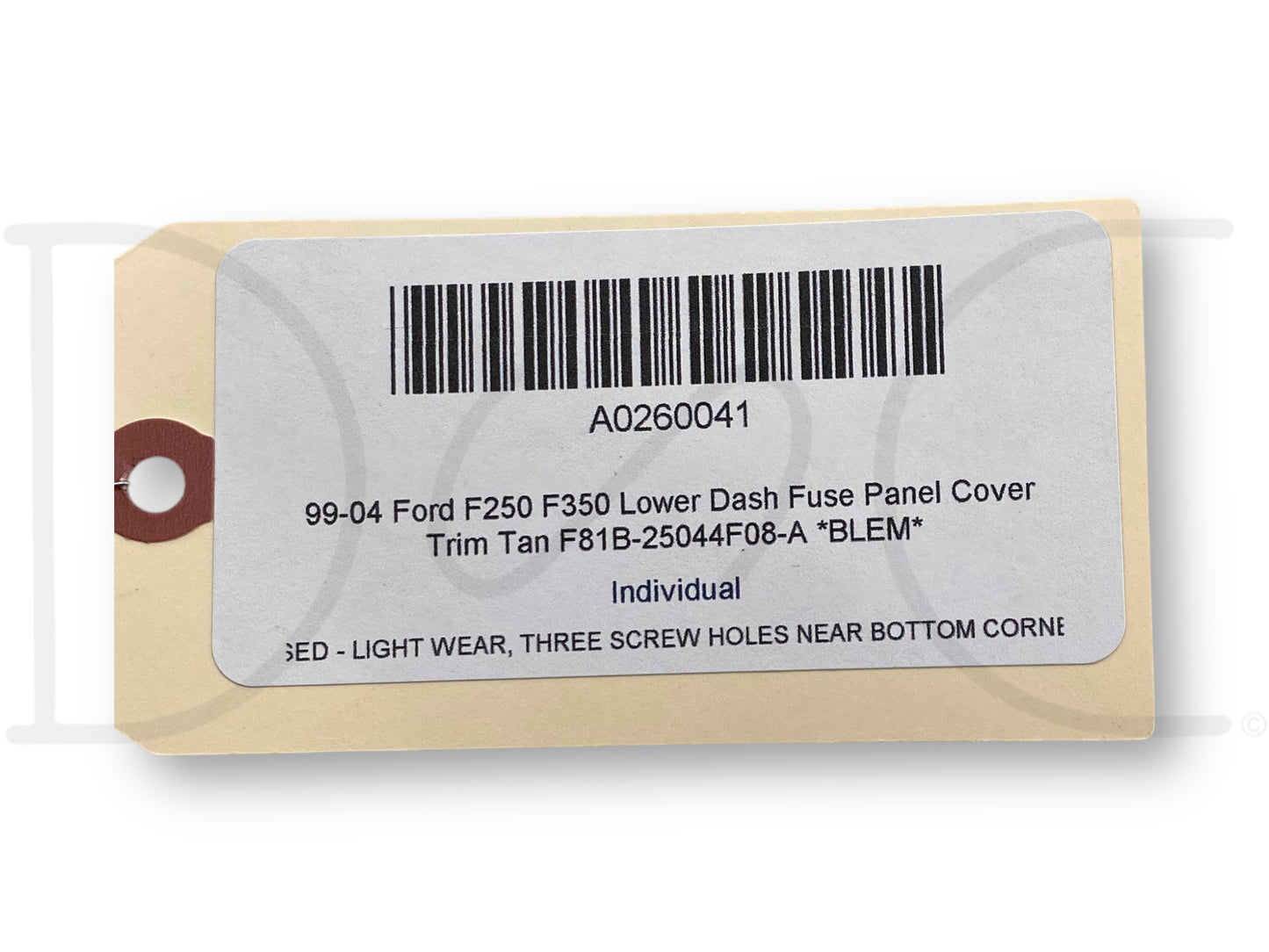 99-04 Ford F250 F350 Lower Dash Fuse Panel Cover Trim Tan F81B-25044F08-A *Blem*