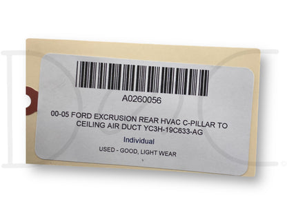 00-05 Ford Excursion Rear HVAC C-Pillar To Ceiling Air Duct Yc3H-19C633-Ag