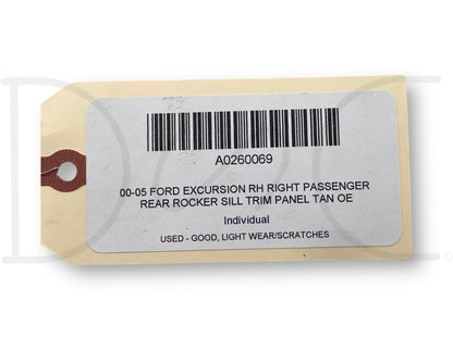 00-05 Ford Excursion RH Right Passenger Rear Rocker Sill Trim Panel Tan OE