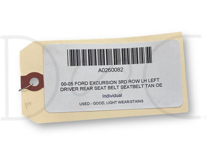 00-05 Ford Excursion 3rd Row LH Left Driver Rear Seat Belt Seatbelt Tan OE