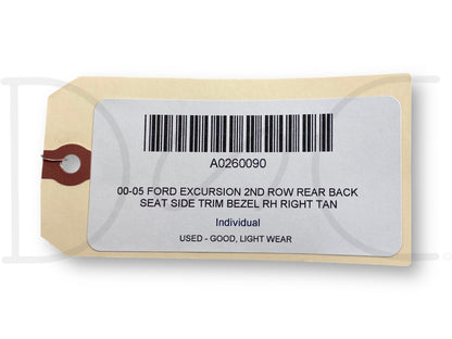 00-05 Ford Excursion 2nd Row Rear Back Seat Side Trim Bezel RH Right Tan