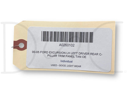 00-05 Ford Excursion LH Left Driver Rear C-Pillar Trim Panel Tan OE