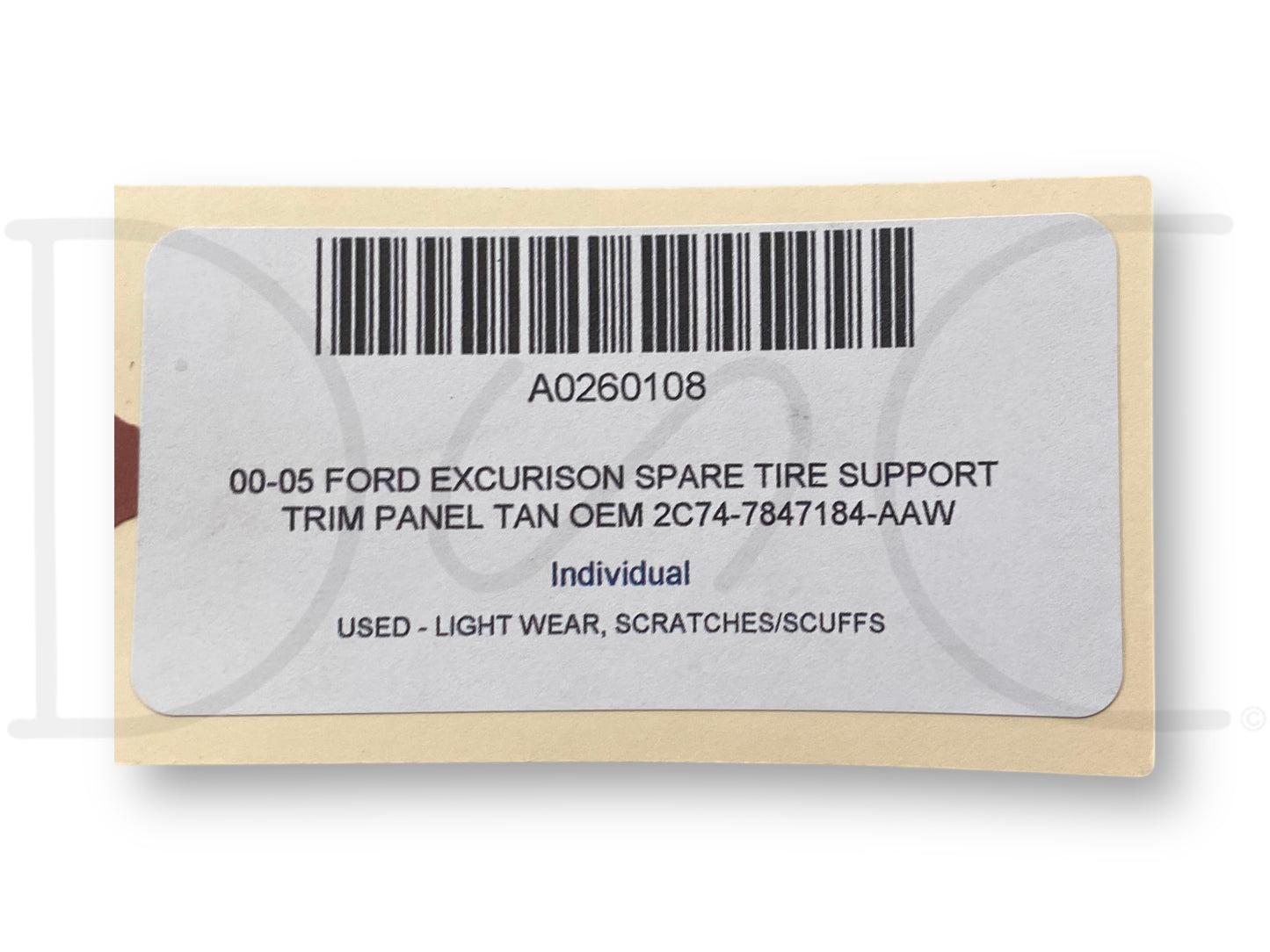 00-05 Ford Excurison Spare Tire Support Trim Panel Tan OEM 2C74-7847184-Aaw