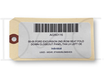 00-05 Ford Excursion 2Nd Row Seat Fold Down Closeout Panel Tan LH Left OE