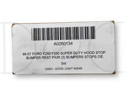 99-07 Ford F250 F350 Super Duty Hood Stop Bumper Rest Pair (2) Bumpers Stops OE