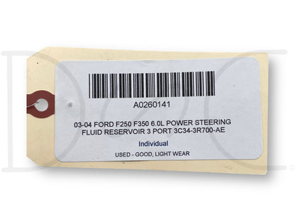 03-04 Ford F250 F350 6.0L Power Steering Fluid Reservoir 3 Port 3C34-3R700-Ae