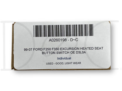 99-07 Ford F250 F350 Excursion Heated Seat Button Switch OE D3L0A