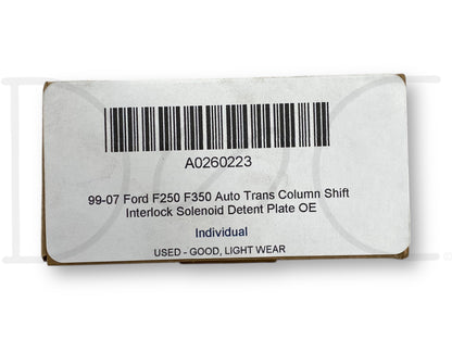 99-07 Ford F250 F350 Auto Trans Column Shift Interlock Solenoid Detent Plate OE