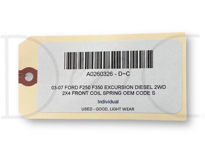 03-07 Ford F250 F350 Excursion Diesel 2WD 2X4 Front Coil Spring OEM Code S