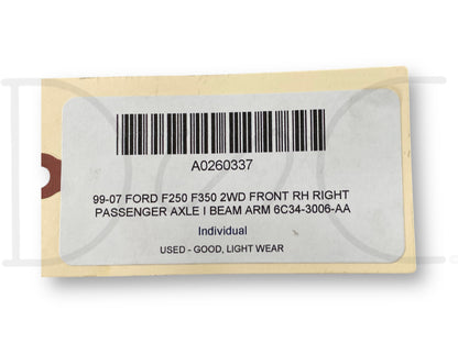 99-07 Ford F250 F350 2WD Front RH Right Passenger Axle I Beam Arm 6C34-3006-Aa