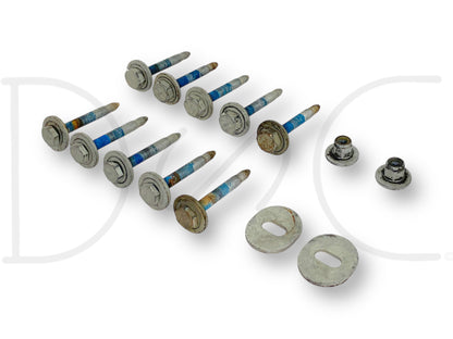 00-05 Ford Excursion Cab Body Mount Mounting Bolts OE Bolt Set [10] used with light wear, showing ten bolts, two washers, and two nuts for secure cab body mounting.