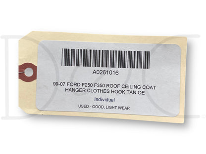 99-07 Ford F250 F350 Roof Ceiling Coat Hanger Clothes Hook Tan OE