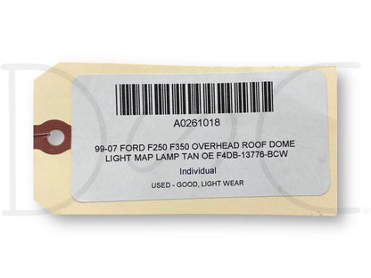 99-07 Ford F250 F350 Overhead Roof Dome Light Map Lamp Tan OE F4Db-13776-Bcw