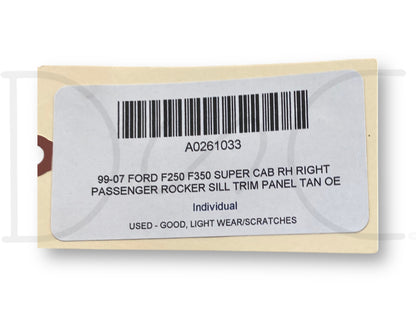 99-07 Ford F250 F350 Super Cab RH Right Passenger Rocker Sill Trim Panel Tan OE