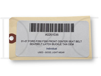01-07 Ford F250 F350 Front Center Seat Belt Seatbelt Latch Buckle Tan OEM