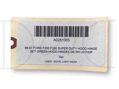 99-07 Ford F250 F350 Super Duty Hood Hinge Set Green Hood Hinges OE RH LH Pair