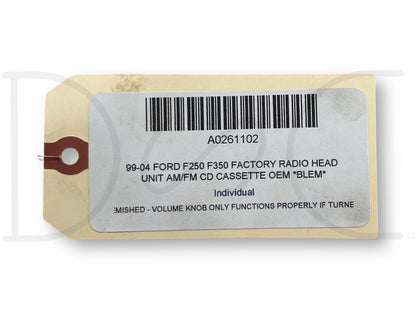 99-04 Ford F250 F350 Factory Radio Head Unit AM/FM CD Cassette OEM *Blem*