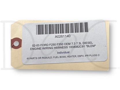 02-03 Ford F250 F350 OEM 7.3 7.3L Diesel Engine Wiring Harness 1838082C91 *Blem*