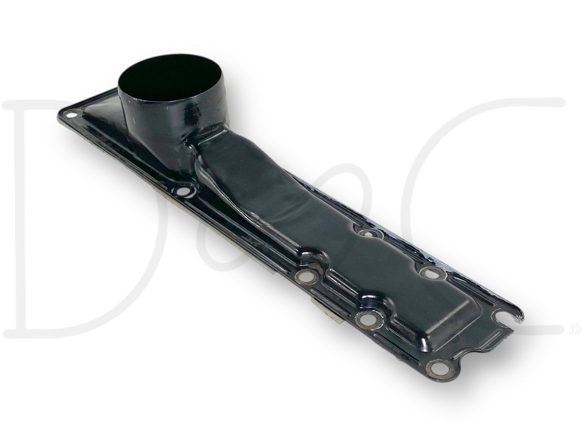 99-02 Ford F250 F350 7.3 7.3L Diesel Intake Manifold Plenum OEM, used condition with light wear, black metal intake manifold component for diesel truck engine replacement.