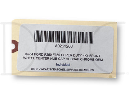 99-04 Ford F250 F350 Super Duty 4X4 Front Wheel Center Hub Cap Hubcap Chrome OEM