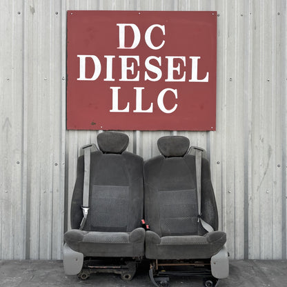 01-07 Ford F250 F350 Extended Cab Front Seat Set LH & RH Gray Cloth