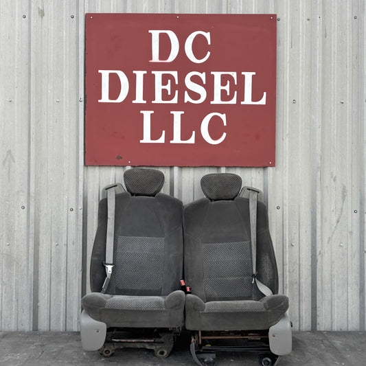 01-07 Ford F250 F350 Extended Cab Front Seat Set LH & RH Gray Cloth