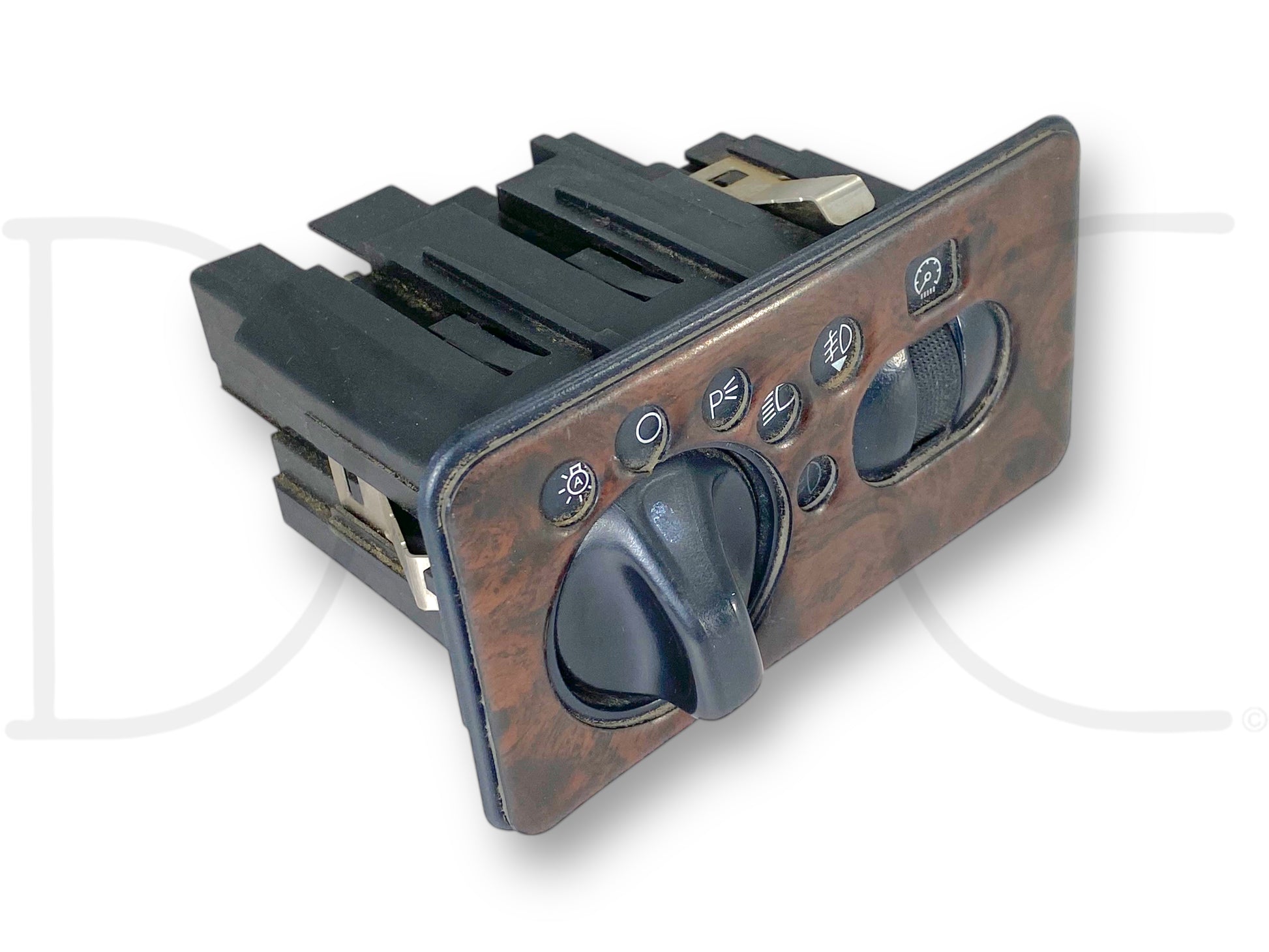 02-04 Ford F250 F350 Super Duty Headlight Switch W/ Fog Lights Auto 2C3T-11654 used, good condition with light wear and aftermarket wood grain decal for Ford Super Duty trucks.