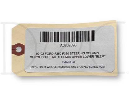 99-02 Ford F250 F350 Steering Column Shroud Tilt Auto Black Upper Lower *Blem*